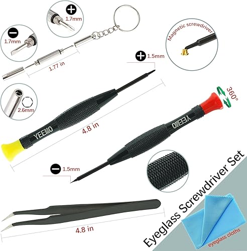 Miniatura 5 de Kit de reparación de lentes YEEMO - Kit de reparación de lentes con tornillos (dorado), almohadillas para la nariz para gafas, juego de