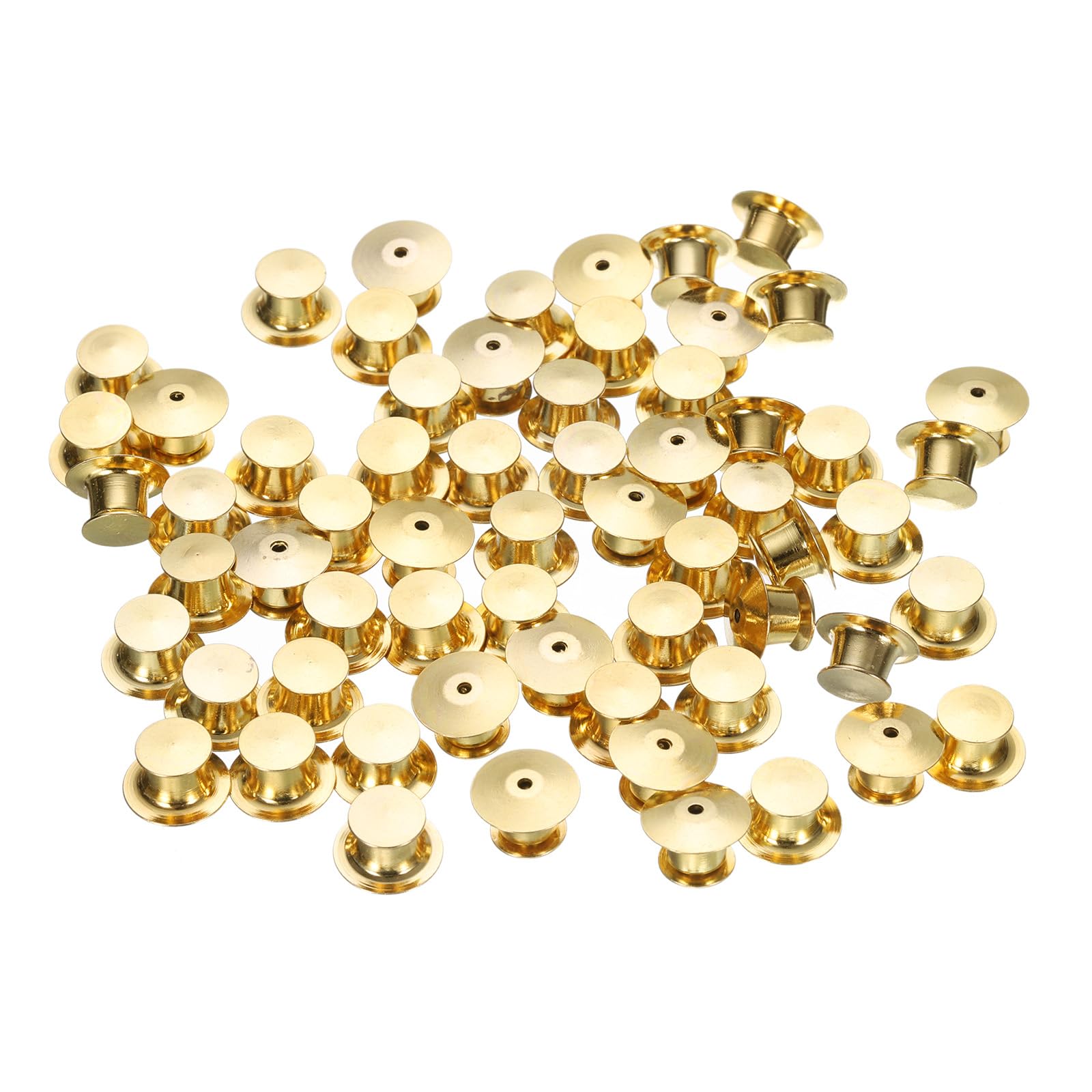 uxcell 50pcs Metal Pin Backs Spring Loaded Pin Keepers Locking Pin Keepers Locking Clasp for Brooch Tie Hat Badge, Gold Tone