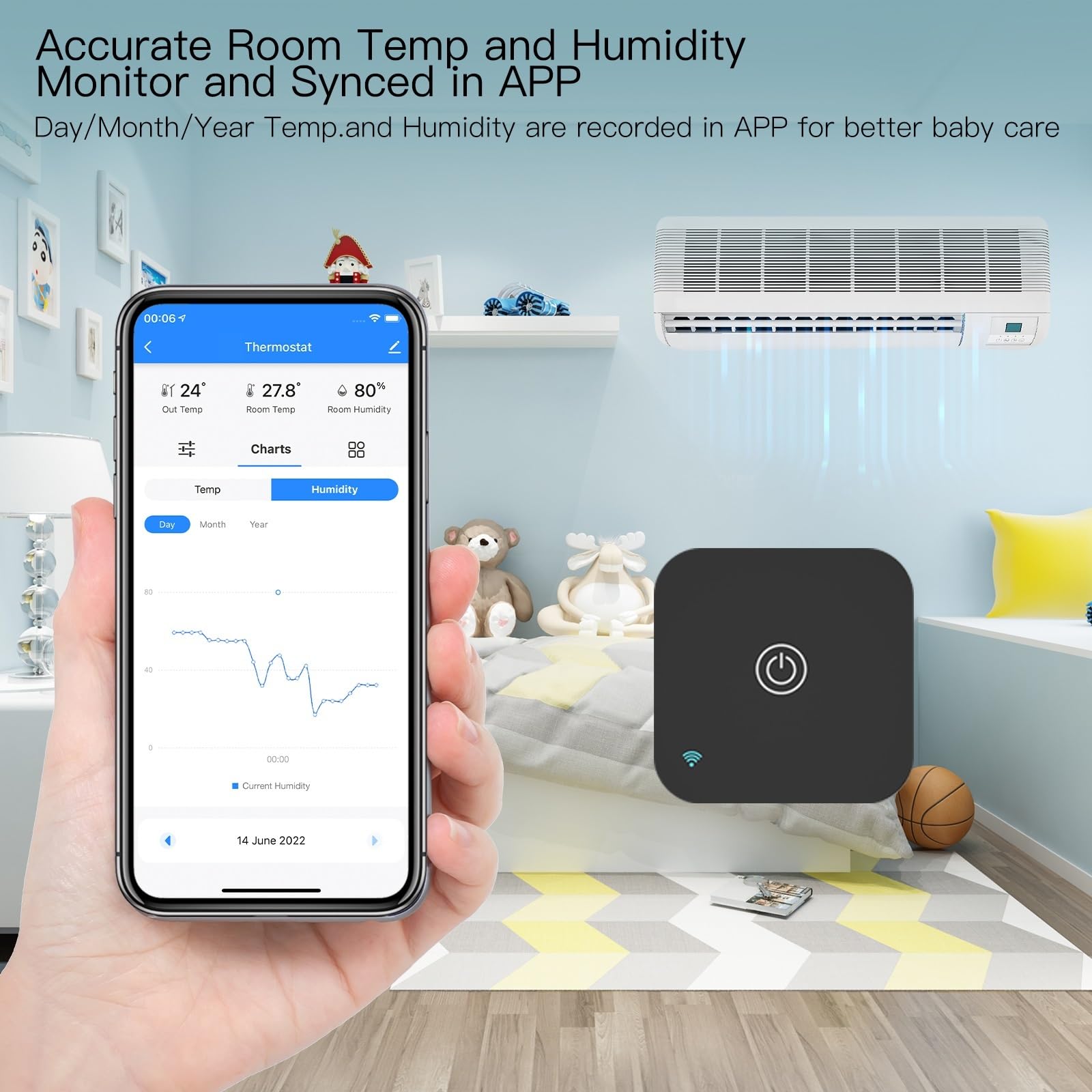 Inteligentny termostat, Termostat Sterownik prądu przemiennego, przycisk dotykowy Inteligentne życie Aplikacja Tuya Bezprzewodowy czujnik temperatury i wilgotności Głos(2PCS Remote sensor)