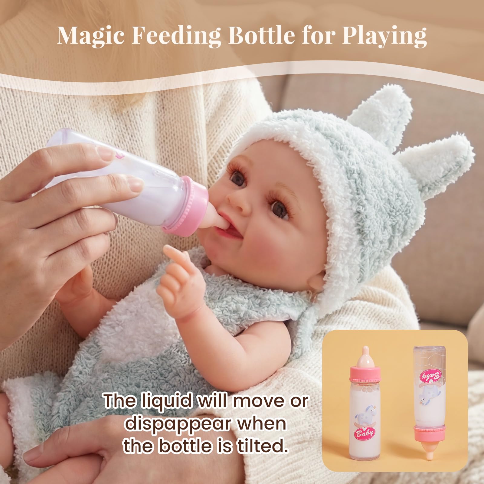 BABESIDE Baby Doll Girl Mia 12 Inch With Feeding Accessories Set and Two Replaceable Clothes Babies Dolls Toy for Boys & Girls Aged 3 Years + - Image 2