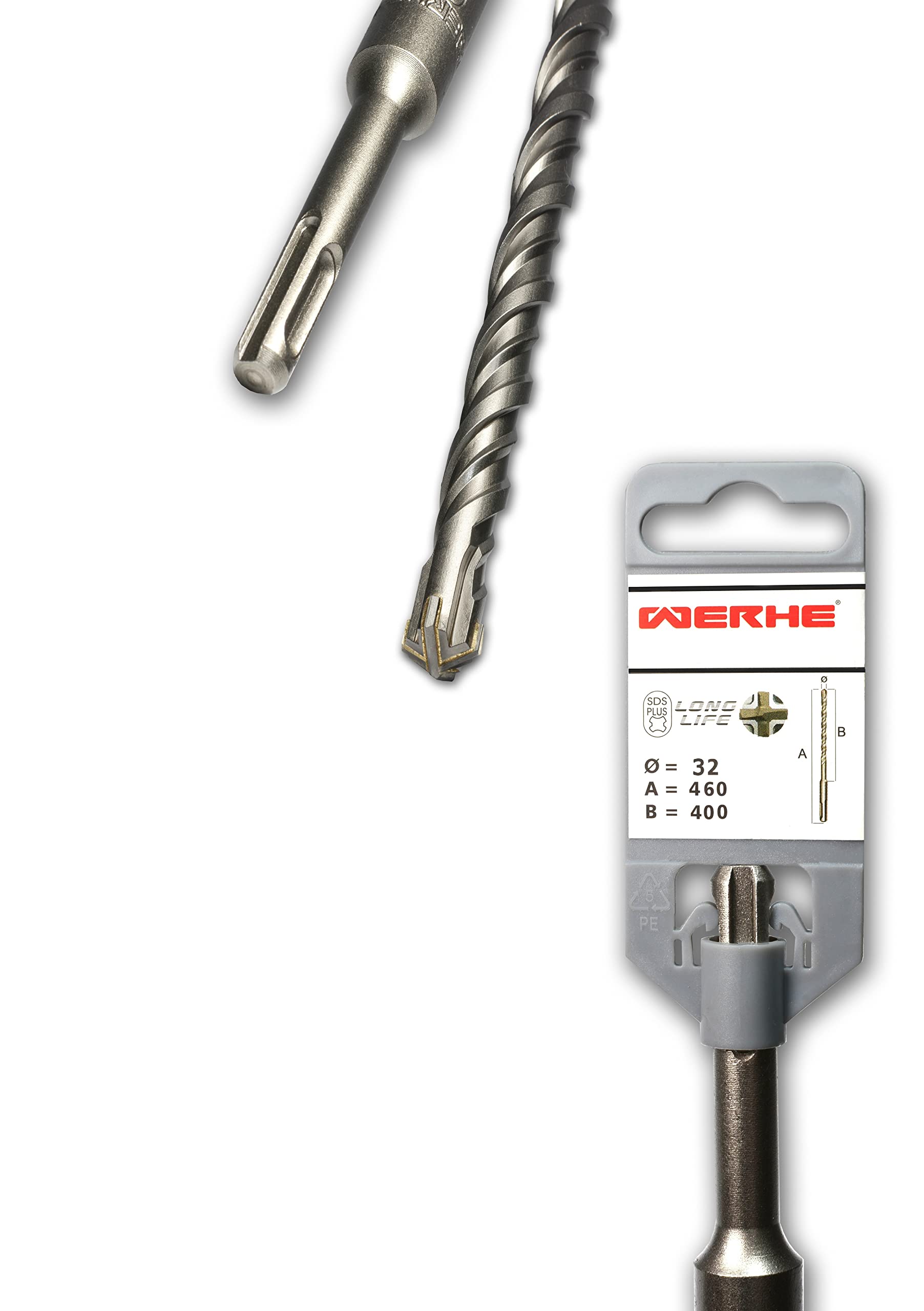 WERHE wiertło do betonu SDS Plus Ø 32 mm, długość 460 mm, 4 ostrza