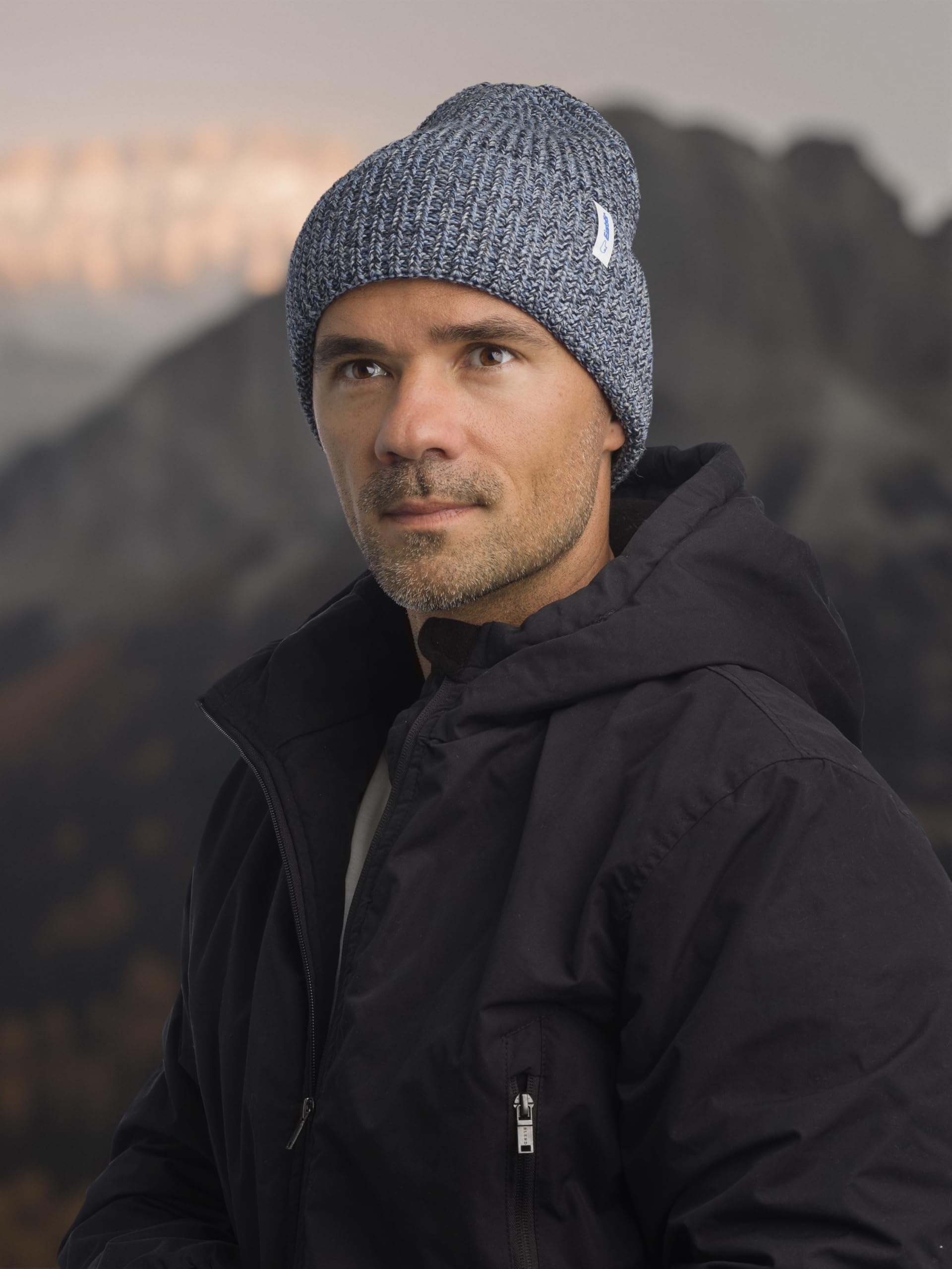 Eisbär Czapka męska i damska Swell niebieska – czapka zimowa z merynosów unisex z polarem chroni przed zimnem i wiatrem – czapka beanie z kopertą oddychająca termoregulacja kaptur z Austrii