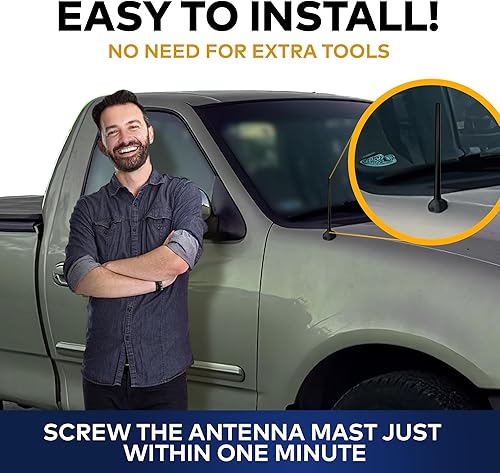 Miniatura 4 de Mástil de antena de 6.34 pulgadas para Ford F-150 (2005-2008) – Antena corta premium altamente duradera – Antena de radio a prueba de lavado de
