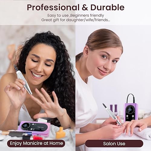 Miniatura 8 de Taladro de uñas inalámbrico portátil profesional, máquina de lima de uñas eléctrica recargable, lima E para uñas acrílicas, eliminación de esmalte