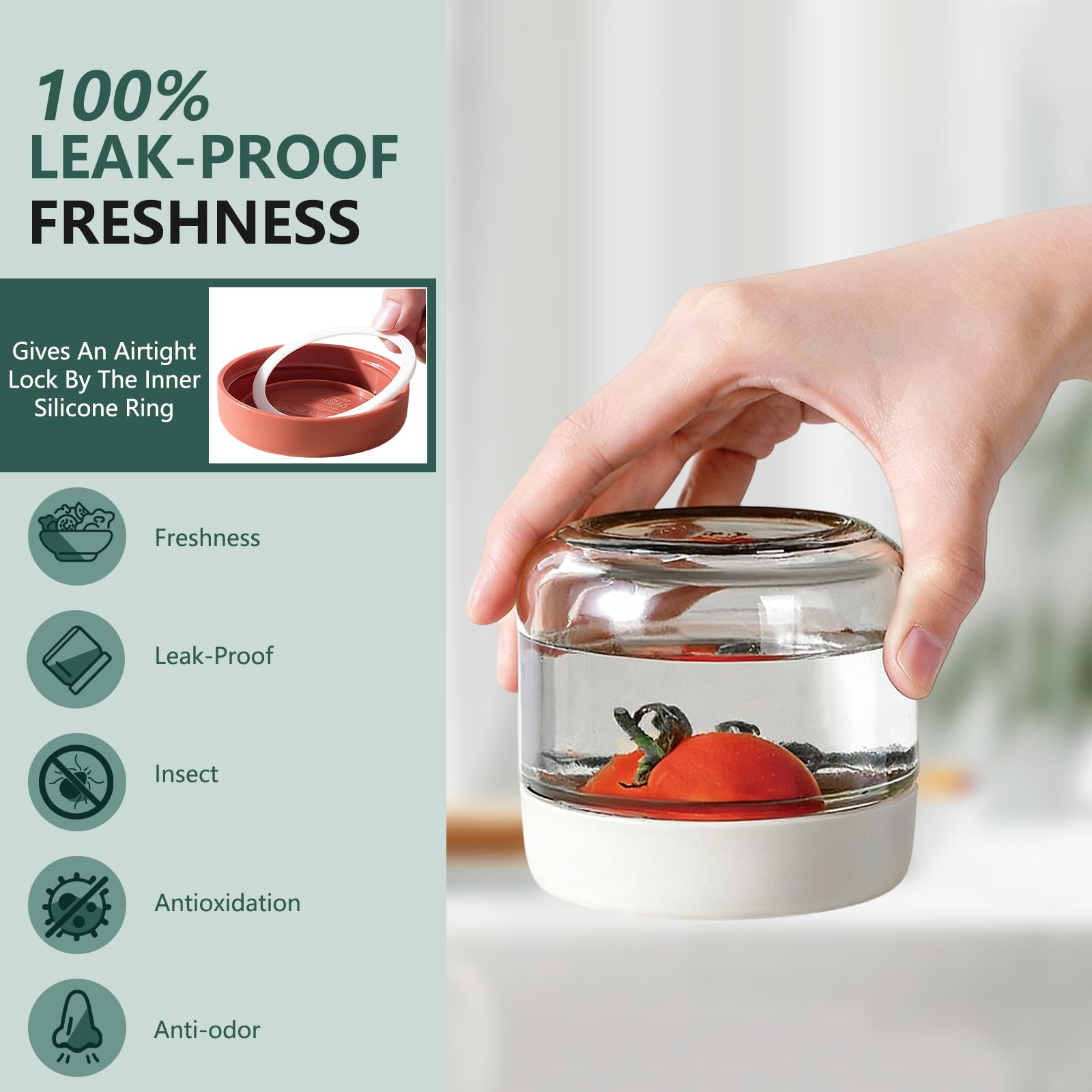 Glass Jars with Lids - 10oz Overnight Oats Containers -5 Glass Jars with Lids - 10oz Overnight Oats Containers -5