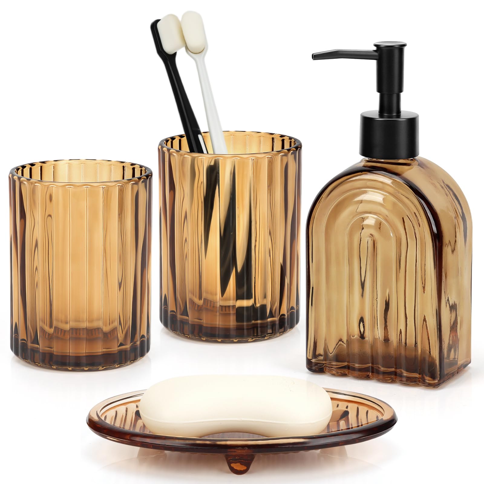 Juego de accesorios de baño de cristal para renovar tu lavabo con un estilo spa relajante