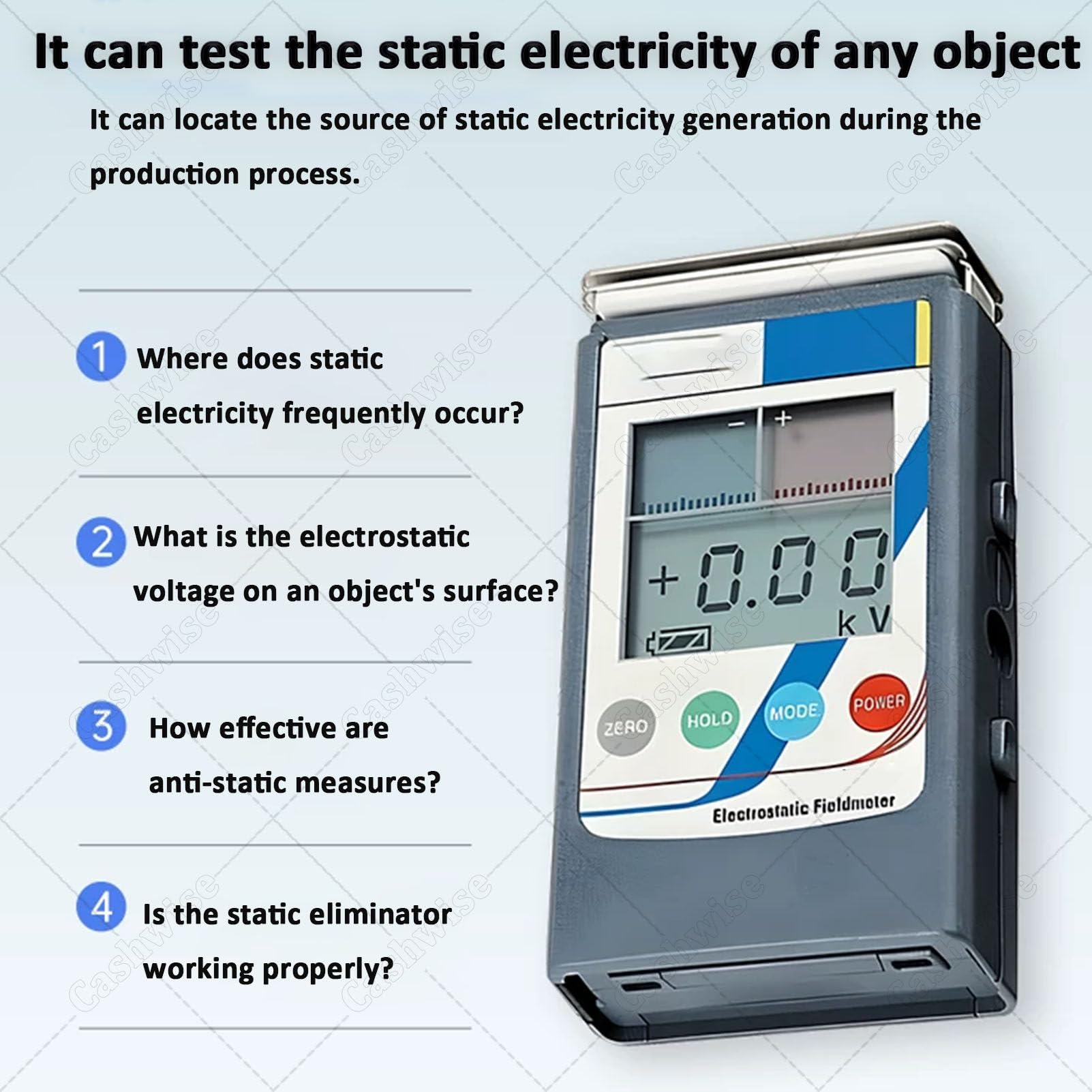 Ręczny tester elektrostatyczny, miernik pola 0-30 kV z wyświetlaczem LCD, niezbędny do wykrywania statycznego w gumie, włóknie, przędzy, tworzywie sztucznym, panelach kompozytowych