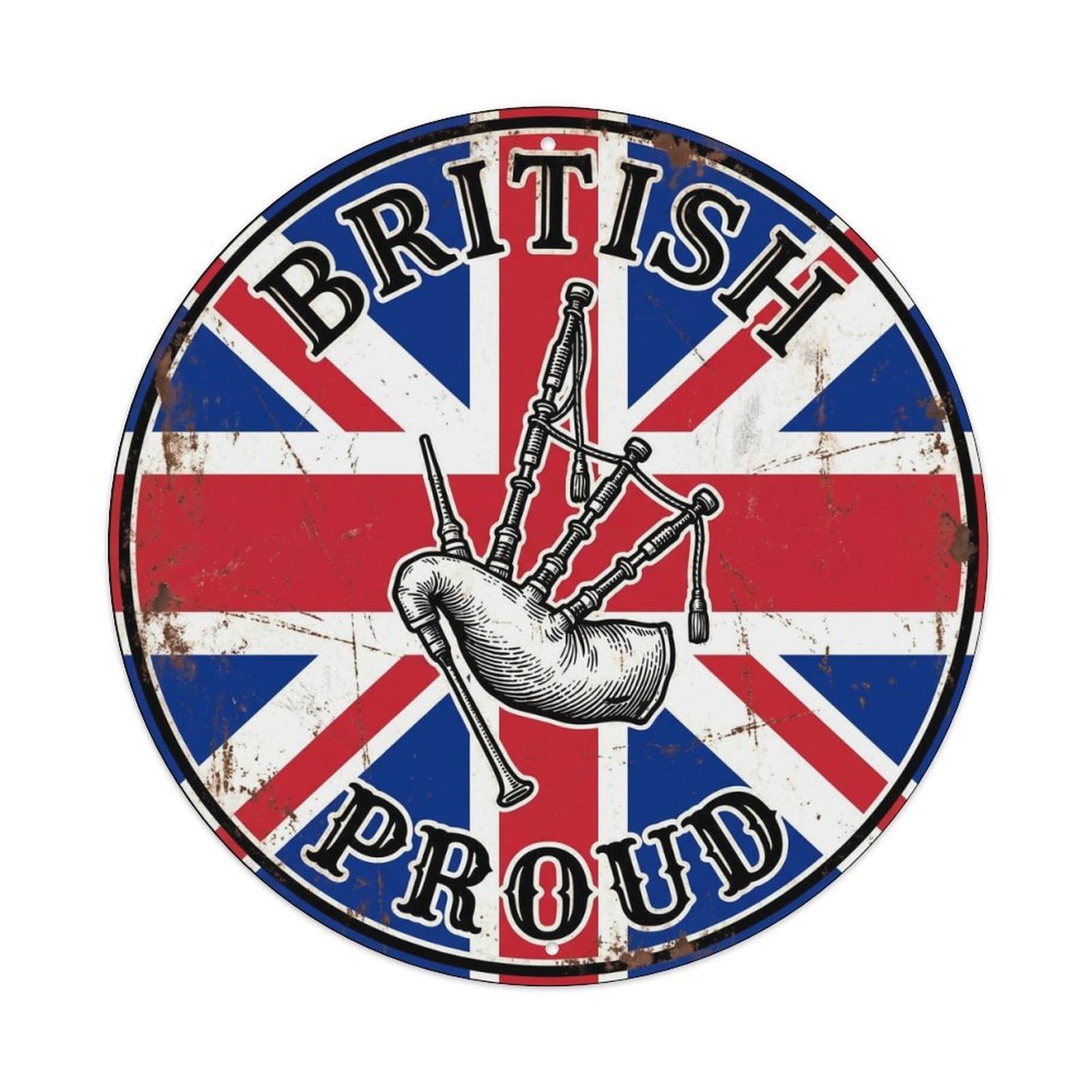 British Proud Bagpipes Music Heritage Emblem Metal Tin Sign