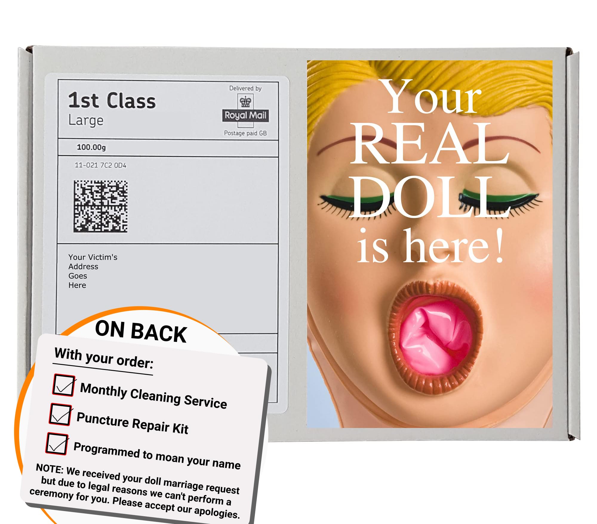 Middle Finger Gifts - X REAL DOLL Prank Gift Box (Sent to Recipient) — image 1
