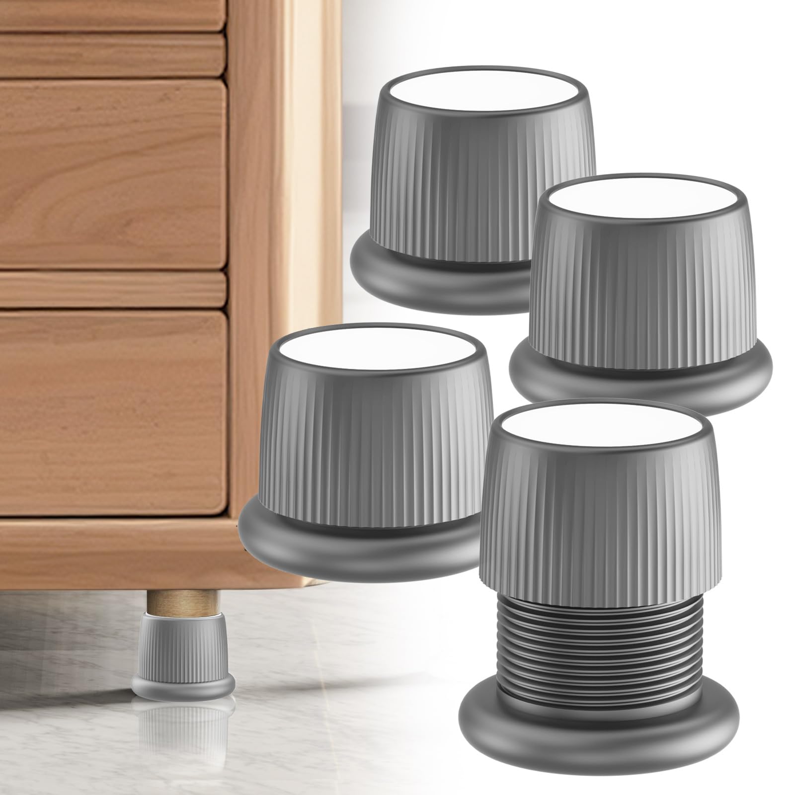 WISFISSH 1.6-2.6 Inch Adjustable Bed Risers, Durable ABS & Anti Slip Bed Stoppers for Headboard, Suitable for Small Furniture Risers, Such As Table