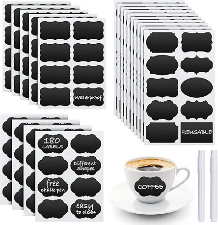 Chalkboard Labels - 180pcs Waterproof Reusable Blackboard Stickers...