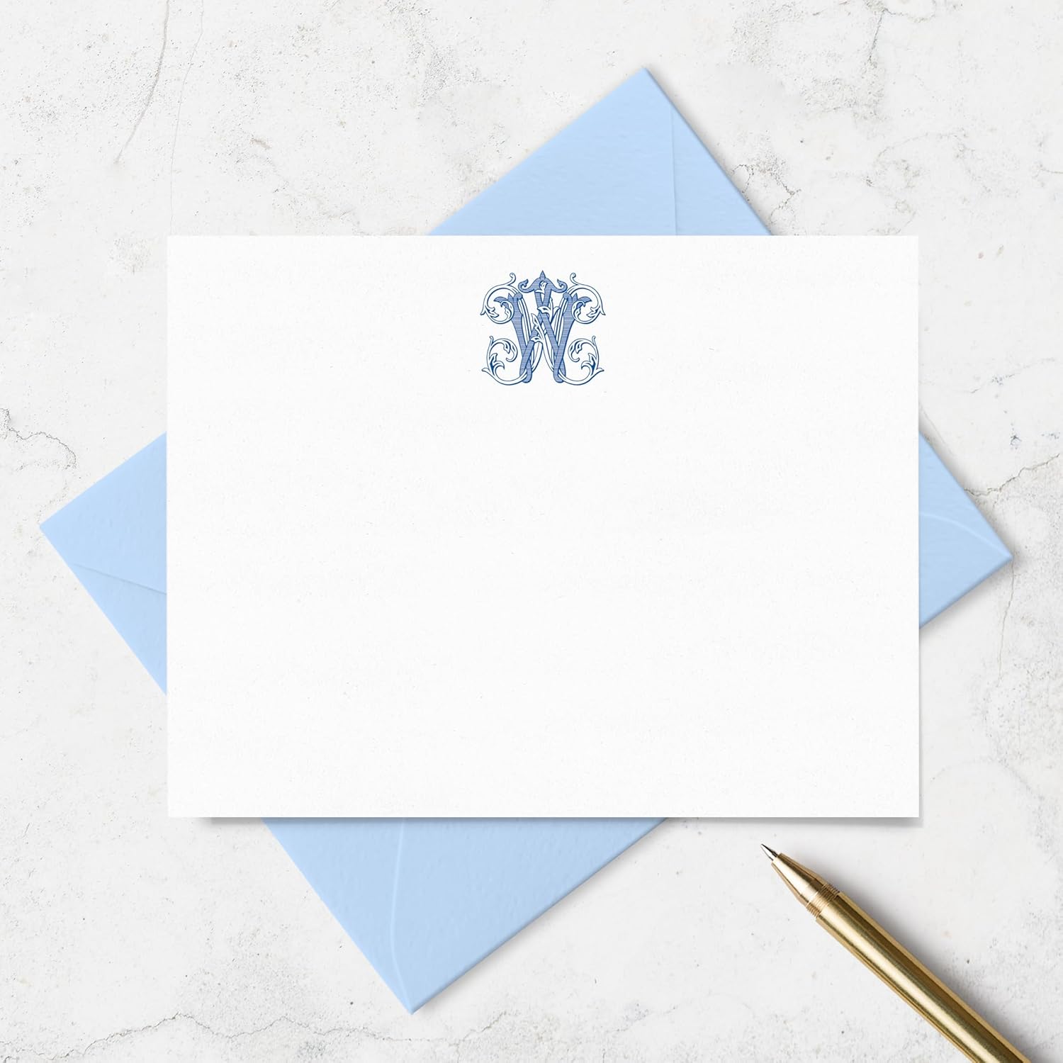 Fairmont & Grove Classic 1 Letter Monogram Note Card and Envelope Stationery Set, Traditional Monogrammed Personalized Stationary in Choice of Set Size and Colors (Monogram Only)