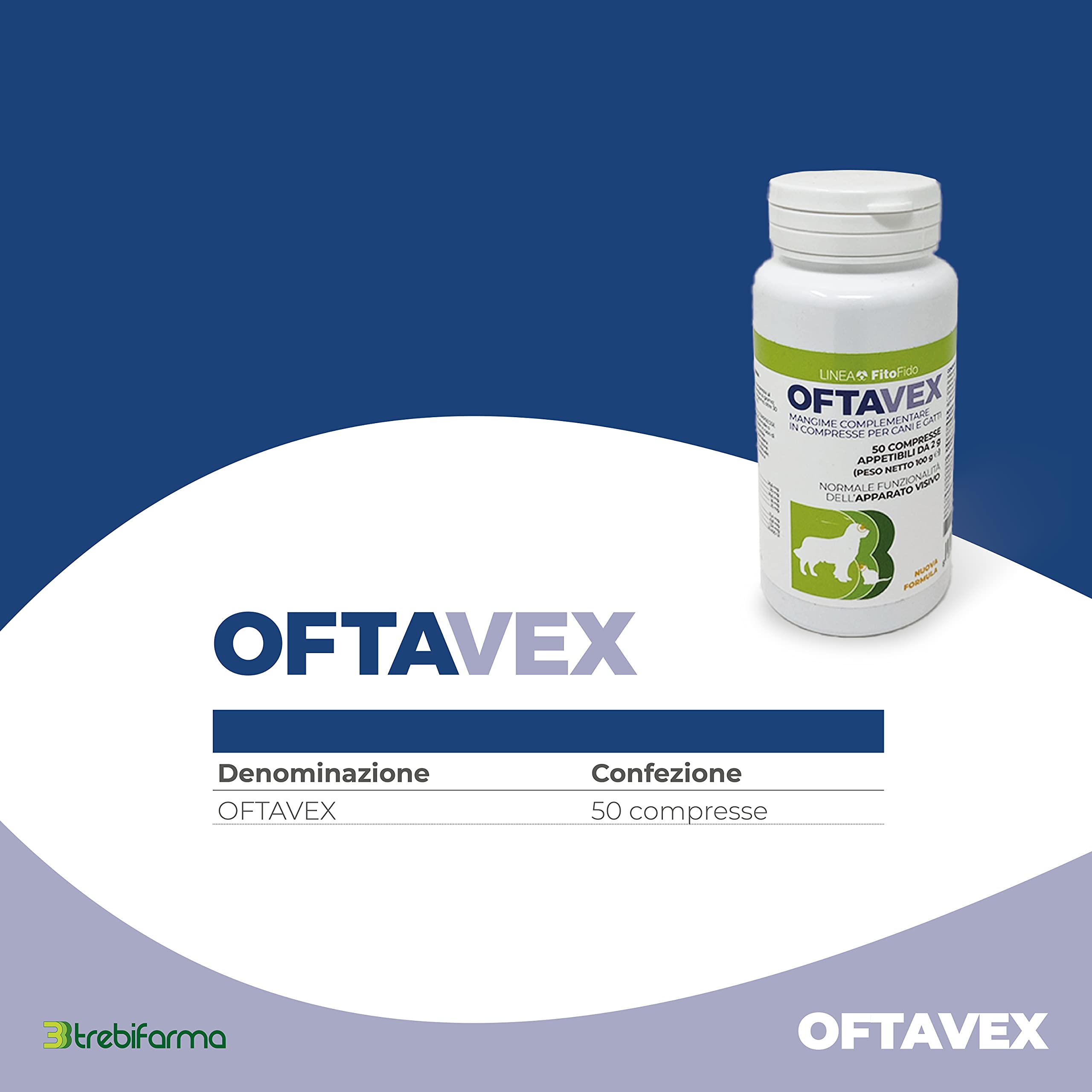 Trebifarma Oftavex - 3BF - Mangime Complementare in Compresse per Cani e Gatti - 100 g