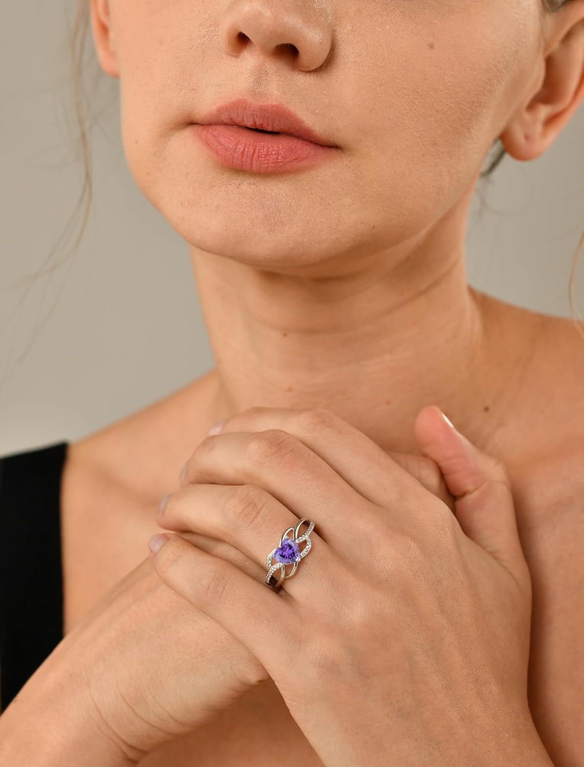 Celtic Knot Rings Infinity Twisted Rings, 925 Sterling Silver Heart Statement Ring with Birthstone for Women Jewelry Gift - Image 2