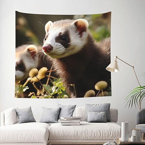 Miniatura 6 de Tapiz de hurón forrajero para colgar en la pared de la sala de estar, tapiz de pared para dormitorio, decoración de pared estética, tapices para