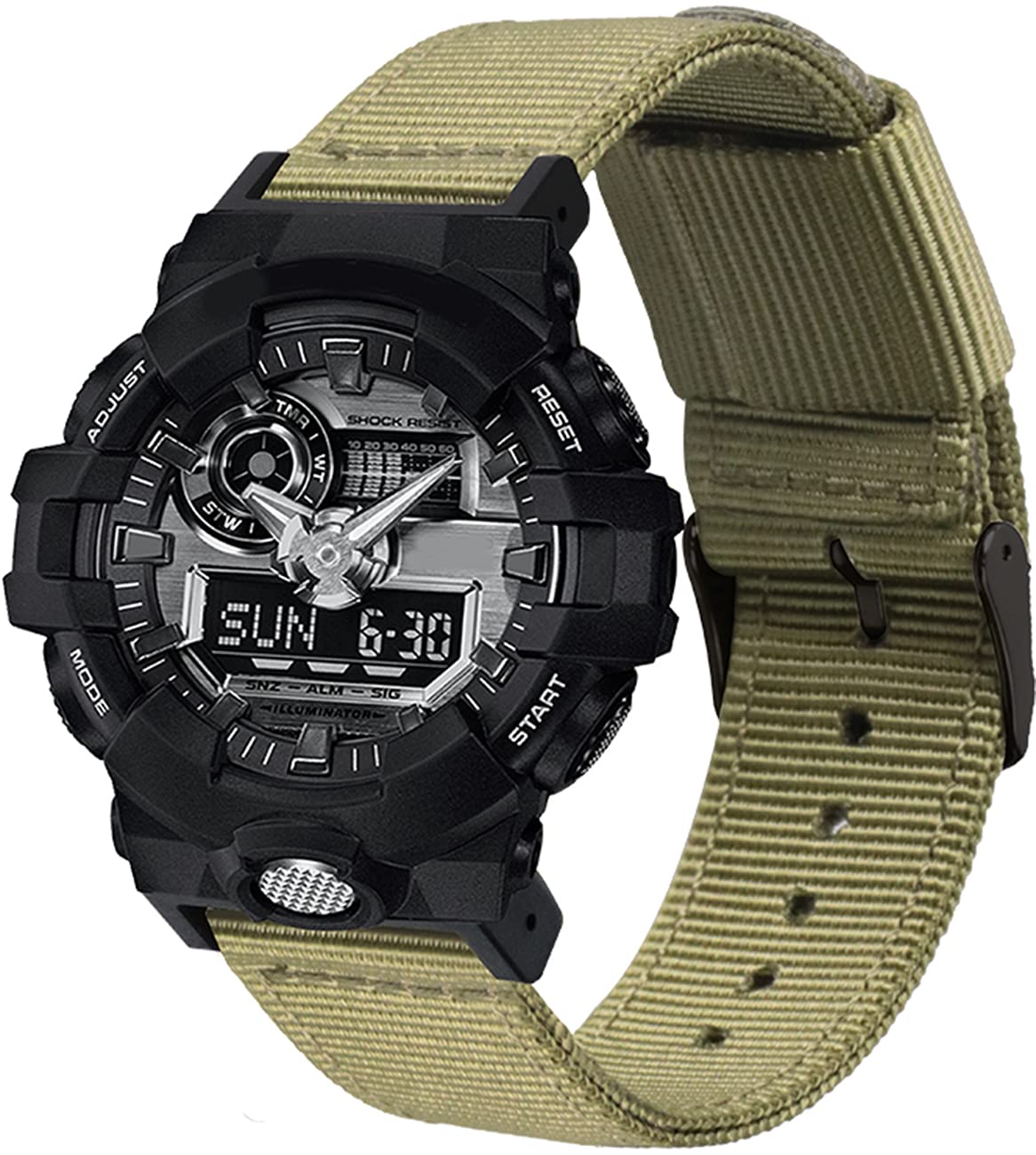 Hijiawee Cinturino di ricambio militare in nylon balistico per cinturini G  Shock compatibile con Casio G Shock GA 100/GA 110/120/300/400/DW6900/DW 5600 /GWM 5610/GW B5600/DW 5305/DW 9052 (Nero