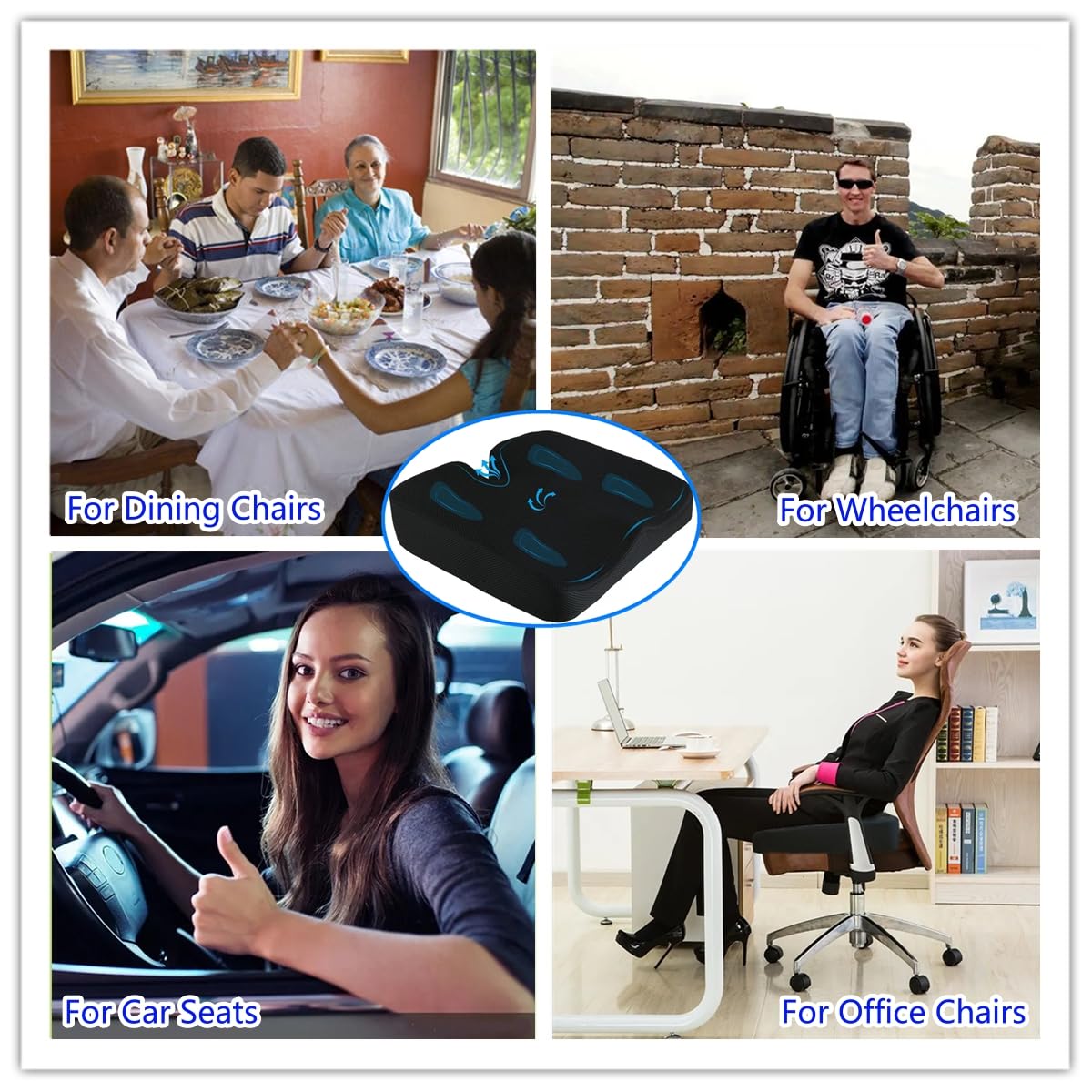Cuscino per Seduta in Memory Foam, Cuscinetto di Grandi Dimensioni, Cuscino Booster per Sollievo della Pressione del Coccige per Sedia da Ufficio, Sedie da Gaming, Sedile Auto, Sedie a Rotelle