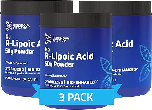 Miniatura 9 de Polvo de ácido Na R-lipoico bio-mejorado, 1.76 oz - Suministro para 30 días - Polvo de ácido alfa lipoico R estabilizado para dosis flexible -