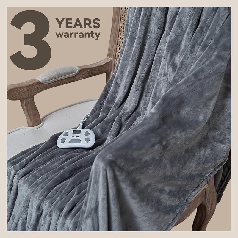 PiPiMAMA Electric Heated Blanket Queen Size Dual Control 84"x90",Soft