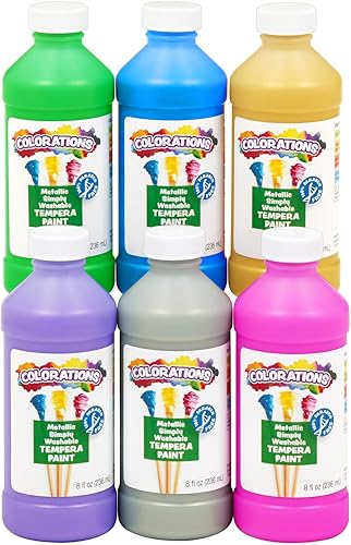 Vista 13 de Colorations Pintura de témpera lavable sin parabenos para niños, botellas de 8 onzas, juego de 6 colores primarios, no tóxica y fabricada