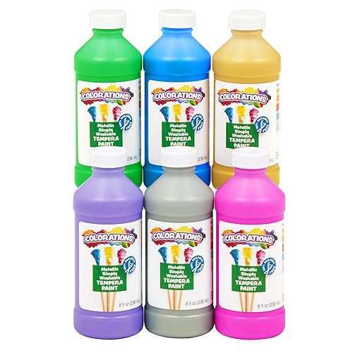 Miniatura 8 de Colorations Pintura de témpera lavable sin parabenos para niños, botellas de 8 onzas, juego de 6 colores primarios, no tóxica y fabricada