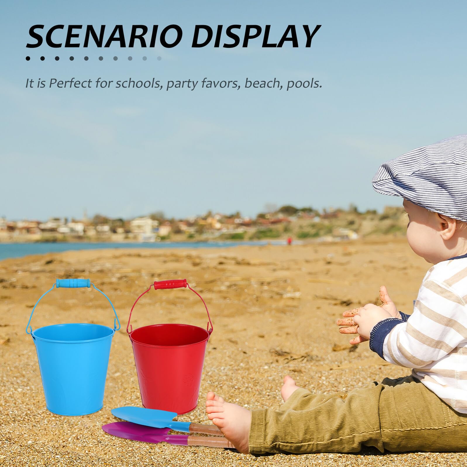 Secchiello Mare per Bambini 4 Pezzi in Ferro con Paletta