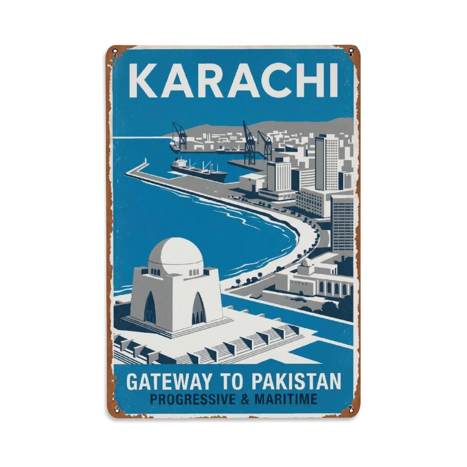 Metal Tin Sign Retro Pakistan Karachi Travel