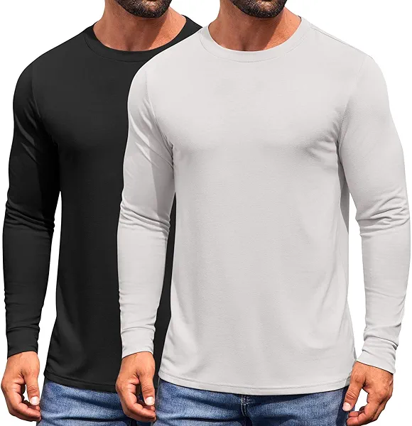 COOFANDY Men's Long Sleeve Tee Shirts Crew Neck T-Shirt Casual Pullover Basic Tees Soft Stretch Tshirts