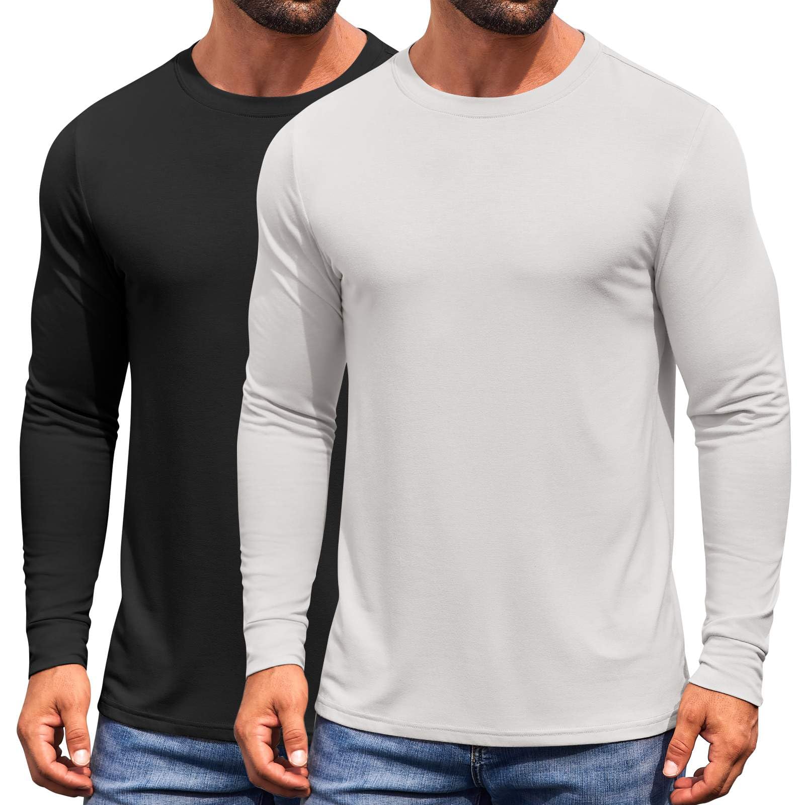 COOFANDY Men's Long Sleeve Tee Shirts Crew Neck T-Shirt Casual Pullover Basic Tees Soft Stretch Tshirts