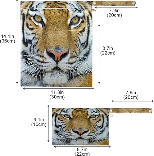 Miniatura 7 de visesunny Tiger - 2 bolsas húmedas con bolsillos con cremallera, lavable, reutilizable, espaciosa para viajes, playa, piscina, guardería, cochecito,