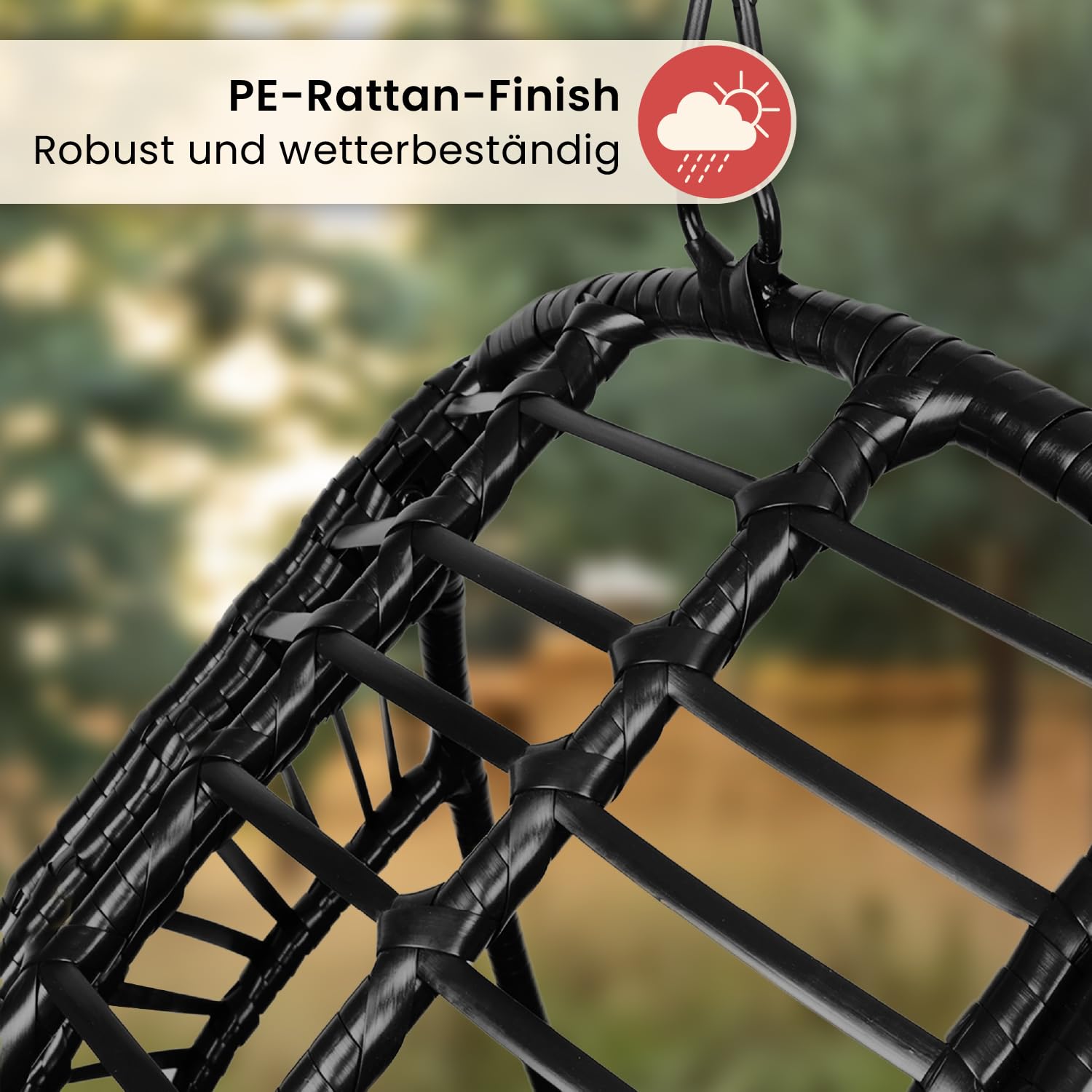 Swoods XXL Hängesessel mit Gestell - Hängesessel Für Indoor und Outdoor - Inkl. Kissen - Egg Chair - bis 150kg (Dunkelgrau)