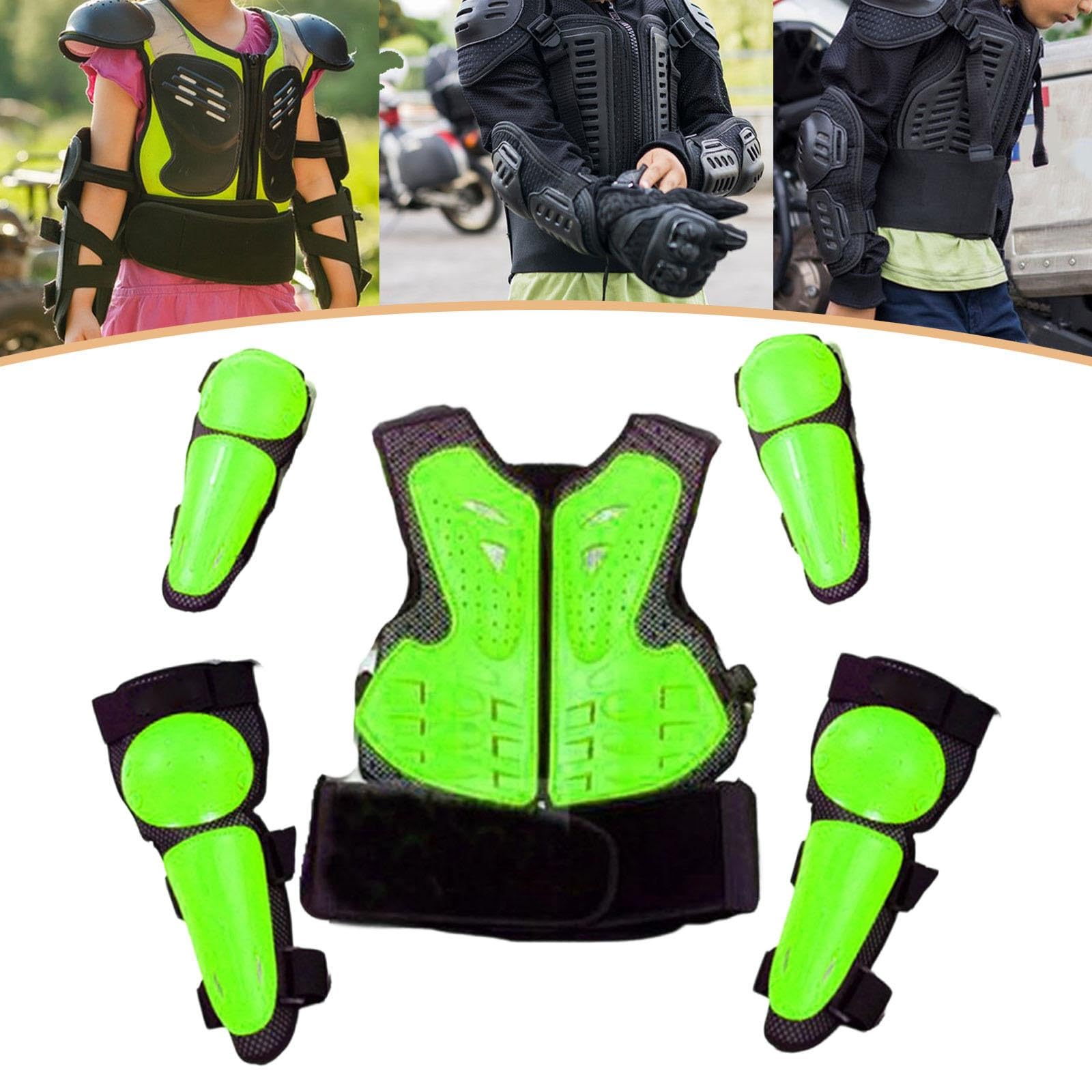Traje de protección para niños para Motocicleta, Rodilleras y Coderas Transpirables