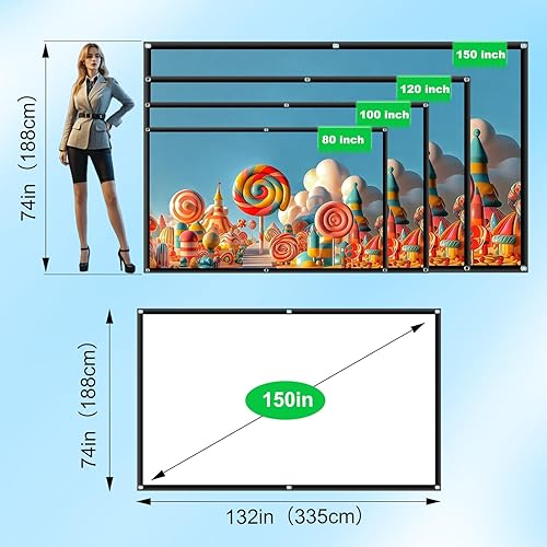 Miniatura 4 de Pantalla de proyección portátil al aire libre 150 pulgadas 169 Soporte antiarrugas plegable Proyección de doble cara para cine en casa