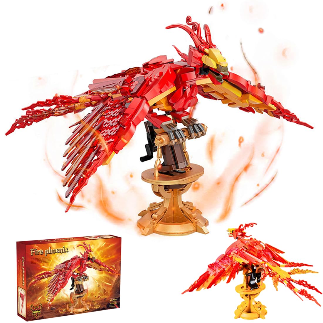 Fire Phoenix Model Building Blocks Kit, Magical World Phoenix Collection Model Building Set for Adults Teenager, Ideas HP Construction Toy Compatible with Major Brands