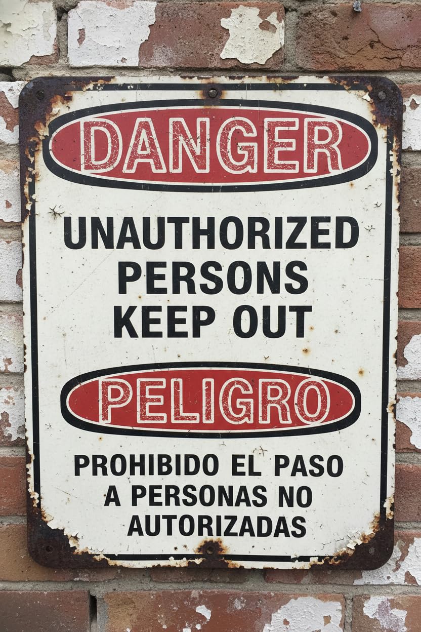 Wall Decor Osha Bilingual Admittance & Exit Sign, Danger: Keep Out Metal Sign 8 X 12 Inches Clear Signage For S, Fences Vintage Signs Aluminum Plates Printed