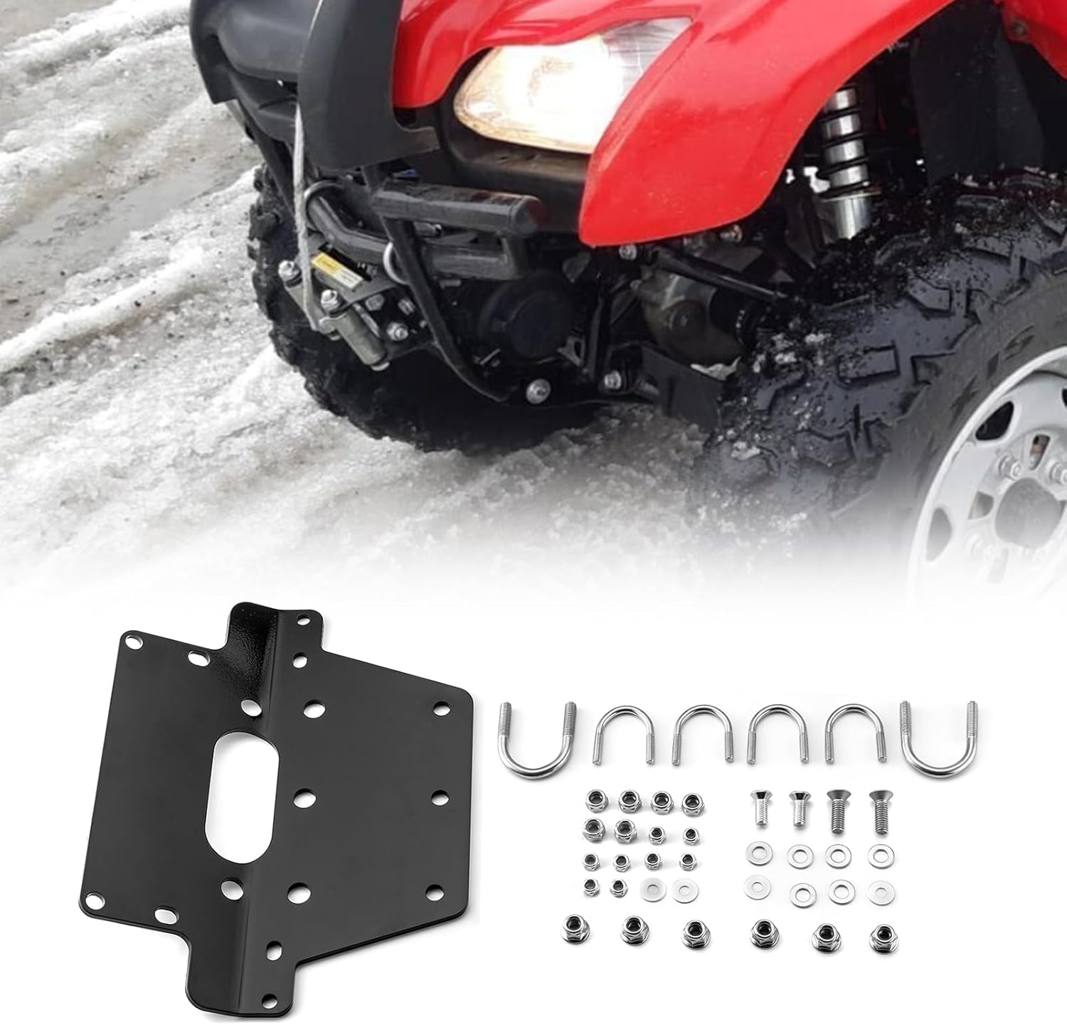 WeiSen Winch Mounting Bracket Plate Heavy-Duty Steel Compatible with Honda TRX420 Rancher 4x4 2x4 2007-2014