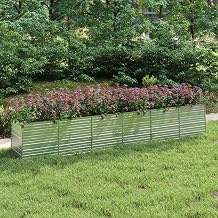 Garden Raised Bed 480 x 80 x 77 cm Galvanised Steel, Silver, Robust Planter for Vegetables, Flowers and Herbs Outdoor