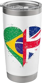 Vintage Brazil UK Flag for Proud Brazilian British Pride Stainless Steel Insulated Tumbler