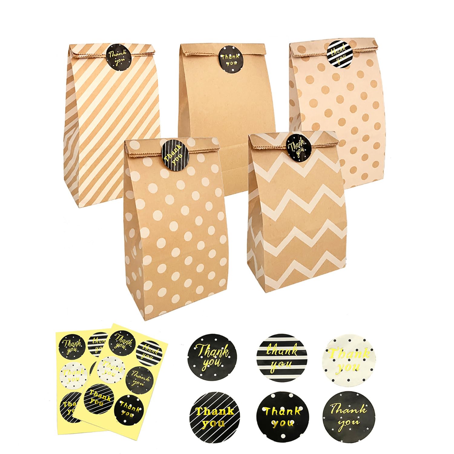 30-Pack Kraft Paper Treat Bags With Gift Tags & Twine - 5.1x3.1x9.5 Inch Party Favor Bags For Candy, Cookies, Gifts