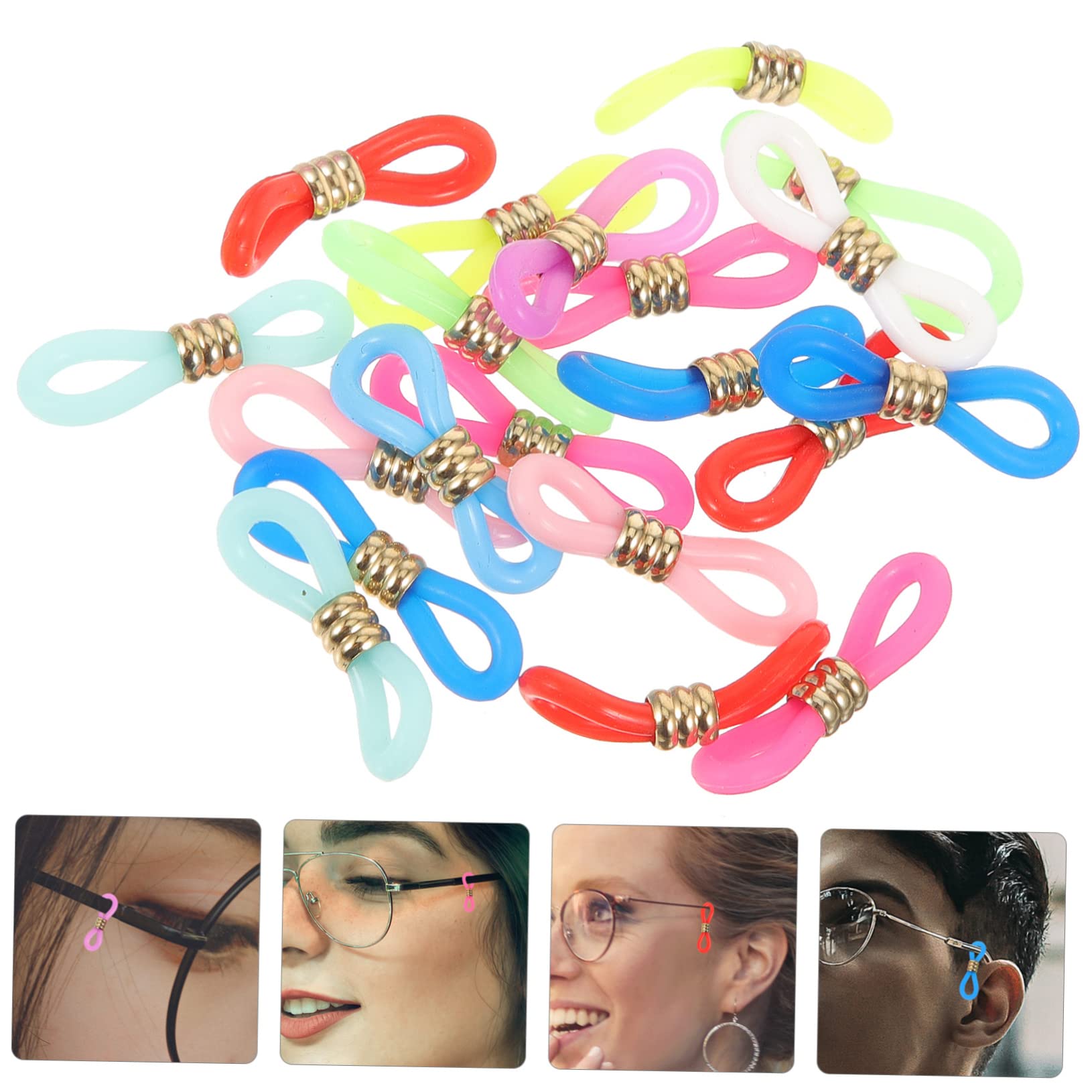 COLLBATH 60 Pièces Embouts de Chaînettes pour Lunettes en Silicone Antidérapants Connecteurs Réglables en Métal pour Support et Prévention de Perte D'accessoires Lunettes Couleur Aléatoire
