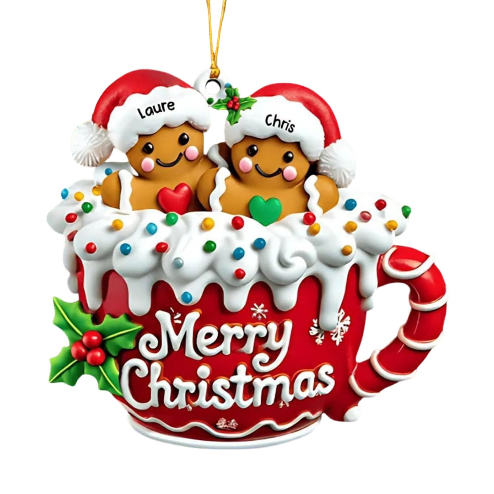 BLNGET Christmas Decorative Hanging Ornament Acrylic Gingerbread Man Tree Decoration for Personalised Pendant Decorations Acrylic Ornament