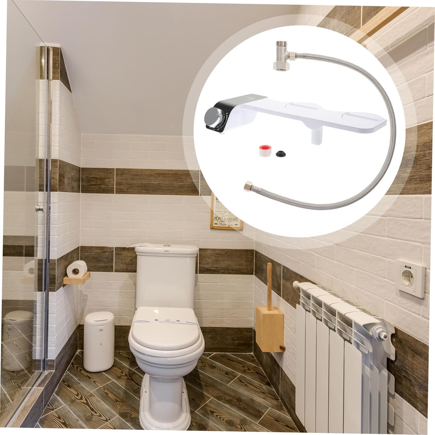 jojofuny 1set Non-electric Toilet Seat Bidet Attachment Self-cleaning Dual Nozzles for Gentle Compatible Toilets for Women and Family Use