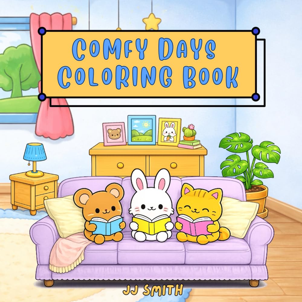 Comfy Days Coloring Book: Cute Animals Enjoying Cozy Everyday Moments