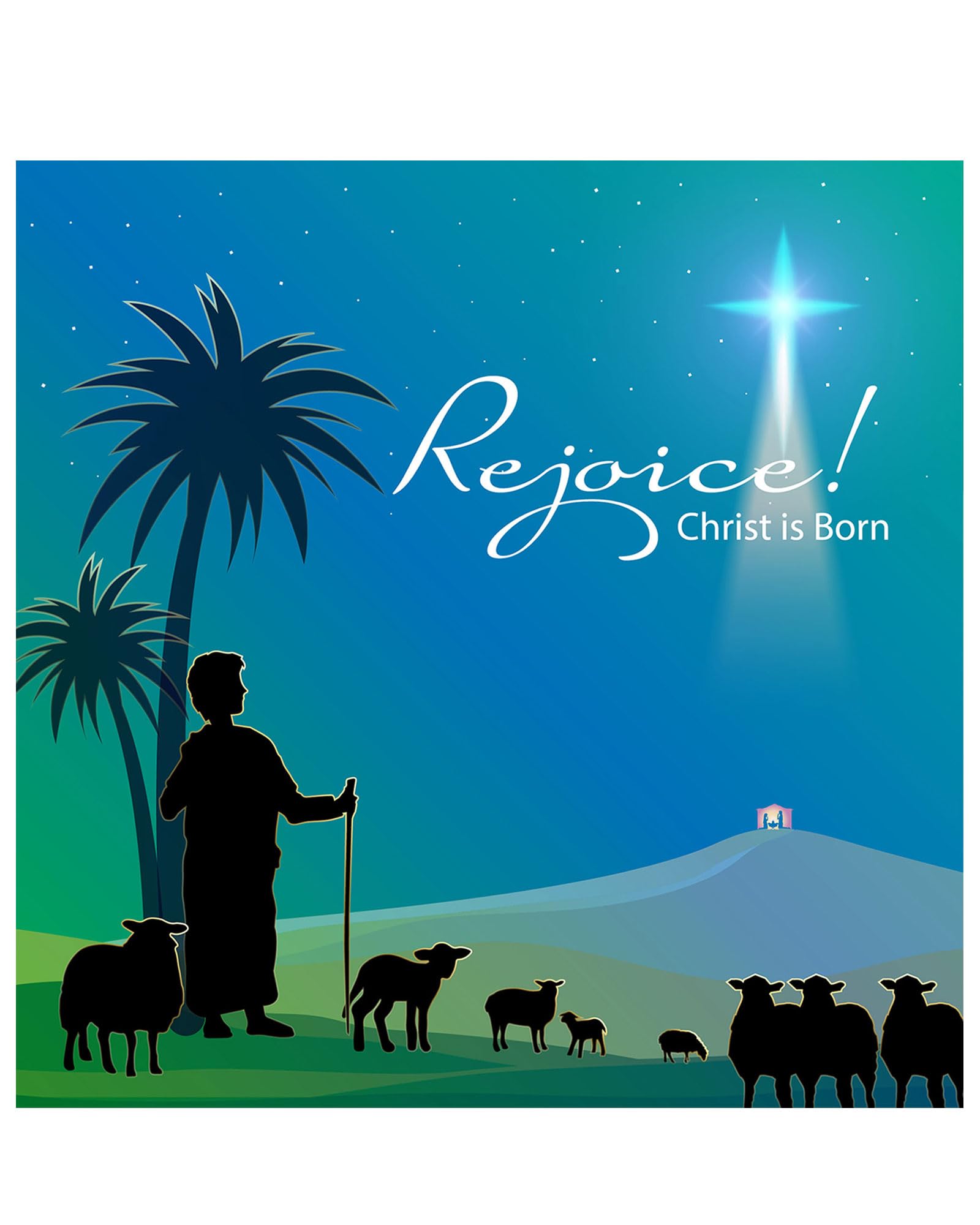 Christian Christmas cards, pack of 10, Christ is Born, with Bible verse Luke 2:10-11 inside these religious Christmas cards