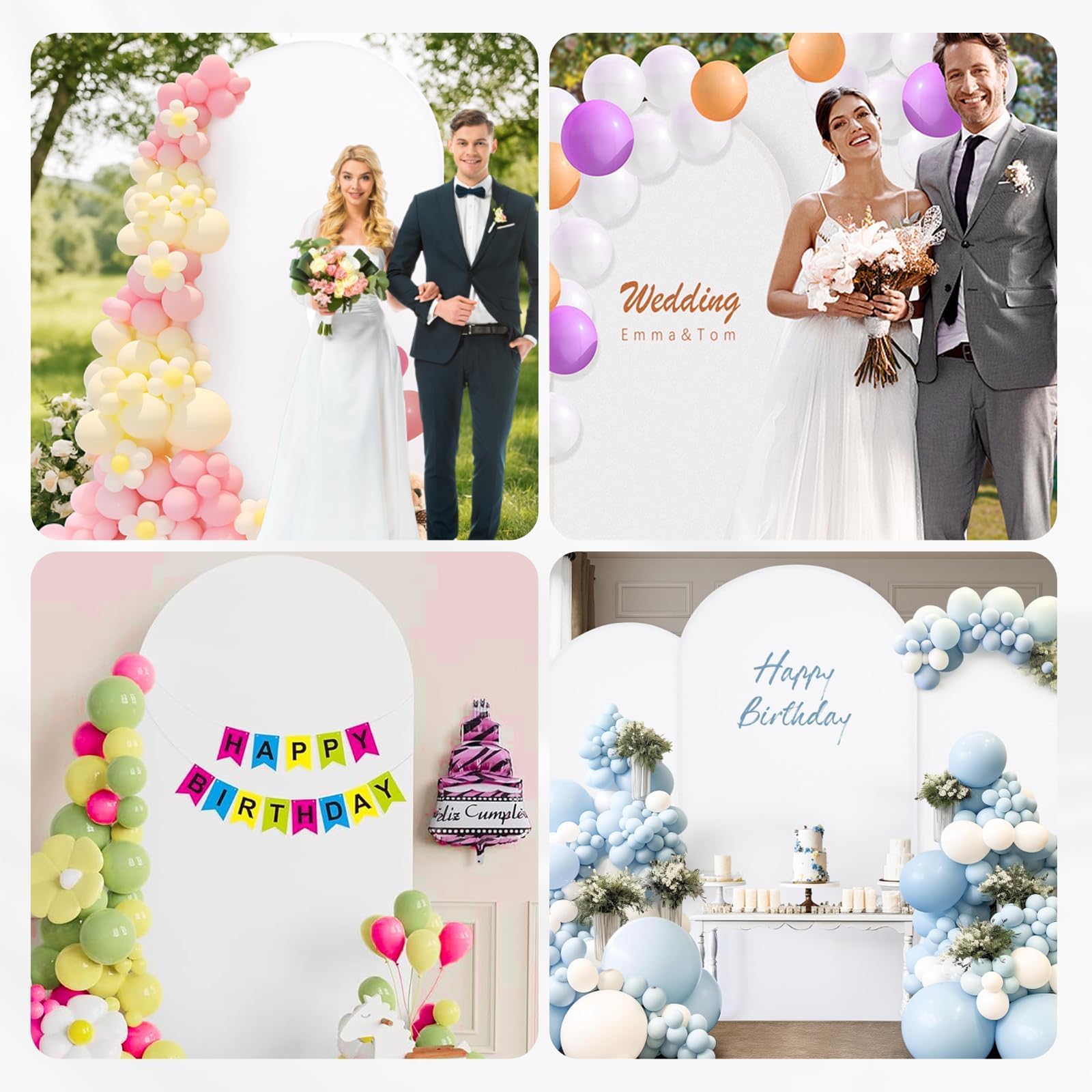 Arco per Matrimonio Bianco Backdrop Arco, 120x 220 CM Copertura per Arcos,Copertura per Sfondo adArco a Doppio Lato per Fogli di Nozze, Feste,Cerimonie,Banchetti, Decorazione (Bianco)