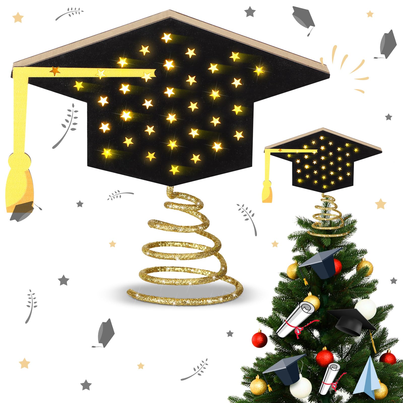 Photo 1 of (Miscellaneous Bundle) 9.2 x 7.8 Inch Wood Graduation Hat Tree Topper Decorations 2024 Graduation Cap Tree Topper Happy Graduation with LED Light for Graduation Party Decoration 

Jusalpha Individualized Creative Breakfast Bowl Set with Handle, Ceramic Cu