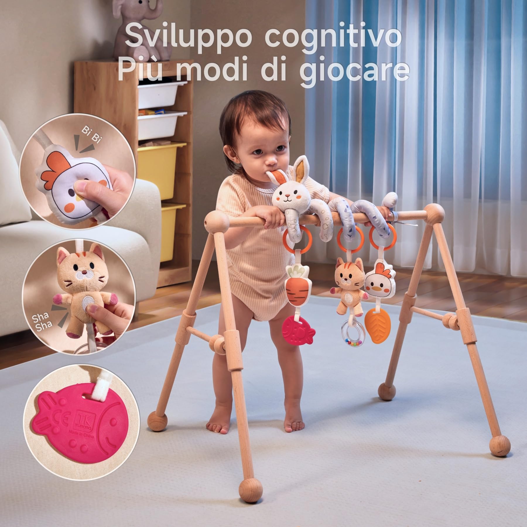 TUMAMA Kids Giochi a Spirale Passeggino Neonato, Giocattolo Neonati 0 3 6 Mesi, Regali Nascita Bimba, Sonaglio Neonato Femmina Giochi Neonati - Coniglia