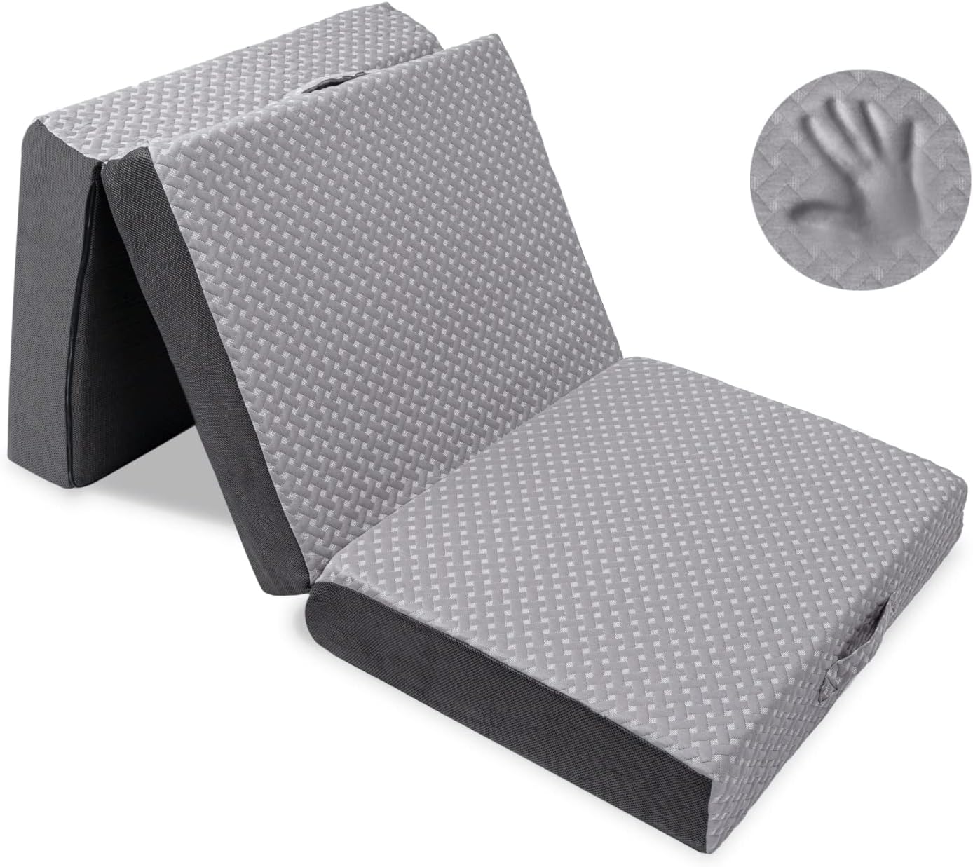 Milliard Trifold Mattress, Cot Size, 6 inch, Portable Foldable Mattress with Memory Foam & Washable Cover, Tri-Folding Floor Bed, Camping, Fold Up Guest Bed, RV Travel, Sleepovers, 75" x 31"