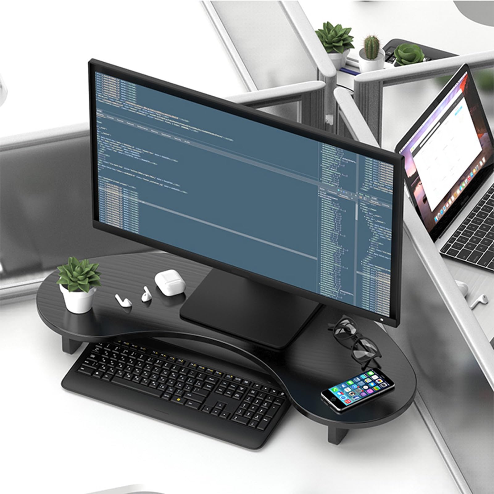 Support d'écran ergonomique pour soulager les cervicales sur bureau d'angle