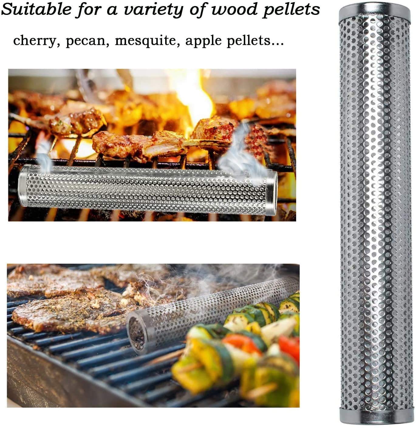 Barbecue - Tubo per affumicatura in acciaio inox 304, 30,5 cm, accessori per barbecue a gas e barbecue a carbone, scatola per affumicatura, pellet